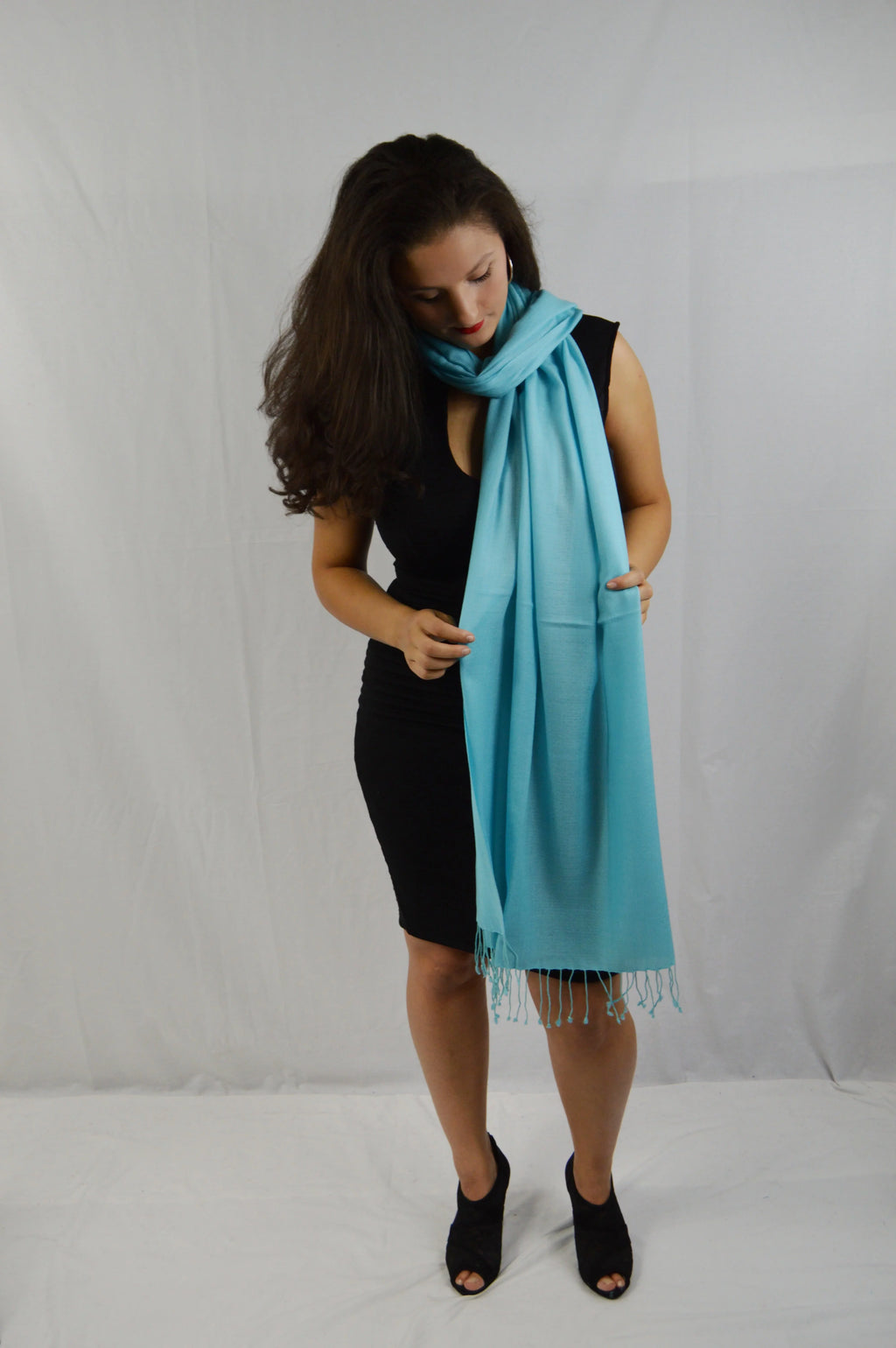 Fancy Shawl/Sheer Shawl/Summer Fluid Pashmina Shawl/Light weight Shawl/Evening Shawl/Pashmina Shawl/Scarf/Scarves (Tiffany Blue Regular Shawl)