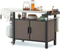 SUSIMOND 53-Inch Dining Cart Table Storage Cabinet with XL Stainless Steel Countertop, Rolling Kitchen Island Worktable with Side Shelf and Wheels for Indoor Outdoor