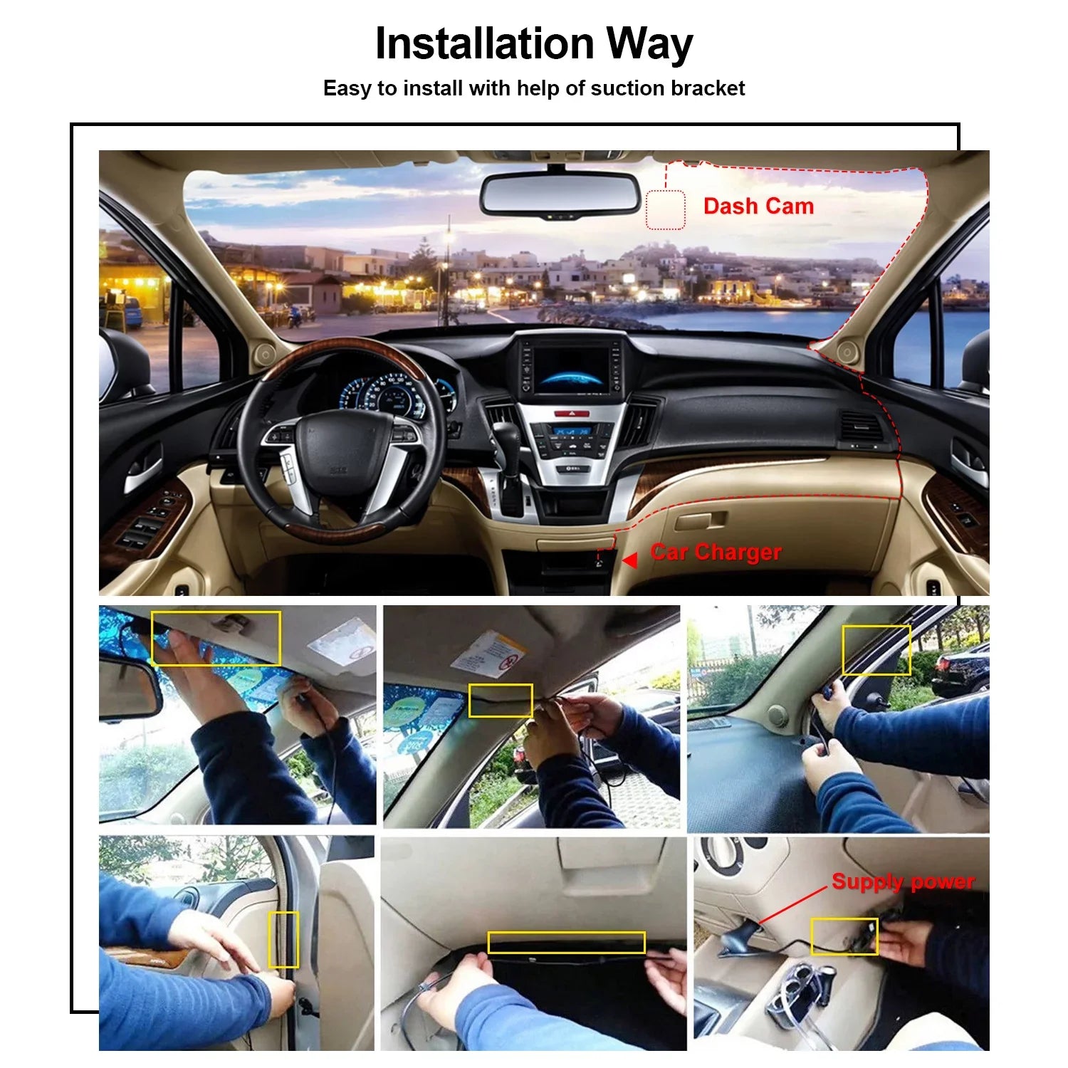 AGPtek 4" Vehicle Video Recorder Night Vision Parking Monitor 1080P Car Dashboard DVR Camera G-Sensor Dash Camera