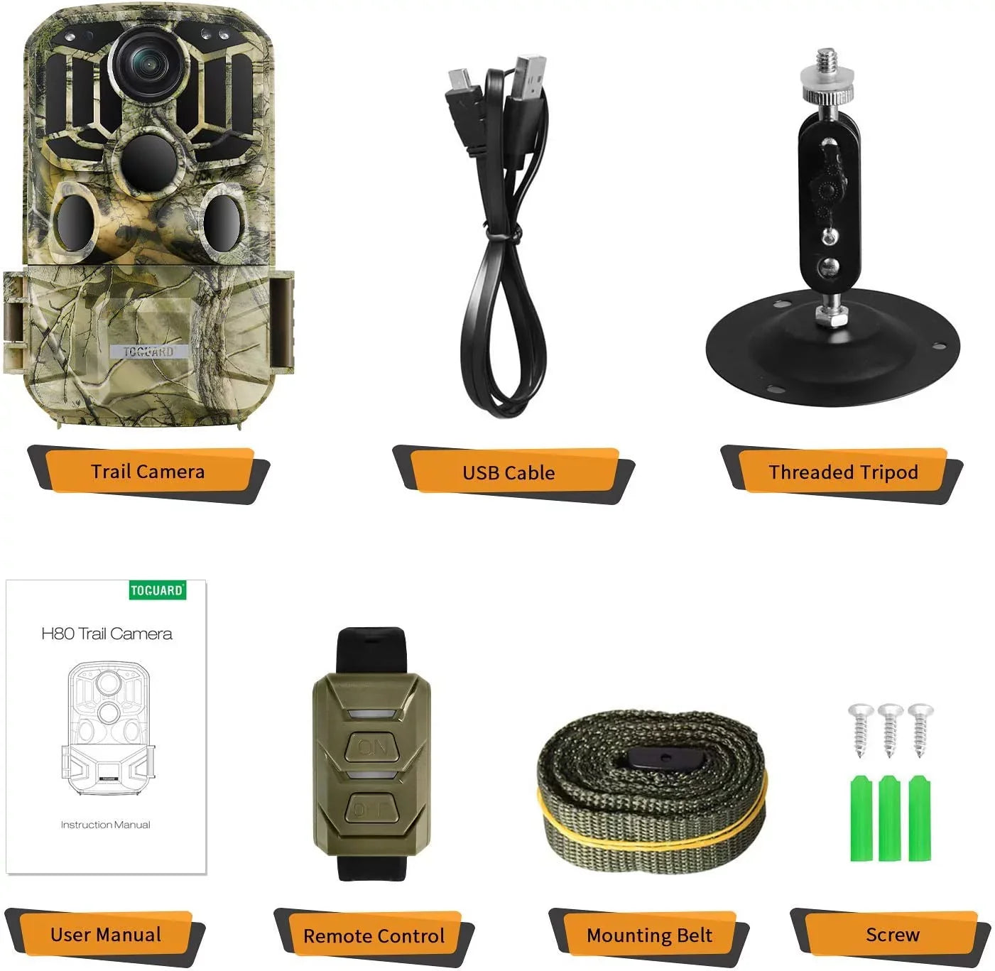 CAMPARK H80 WiFi Bluetooth Trail Camera 20MP 1296P Game Hunting Camera with Nigth Vision Fluid