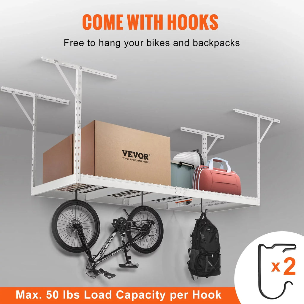 VEVOR Overhead Adjustable Garage Storage Rack 36x96in Ceiling Rack 600lbs White