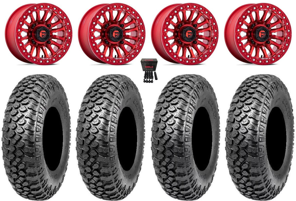 Fuel Rincon Bdlk 15" Wheels Red 32" RAZR XT Tires Kawasaki Teryx Mule
