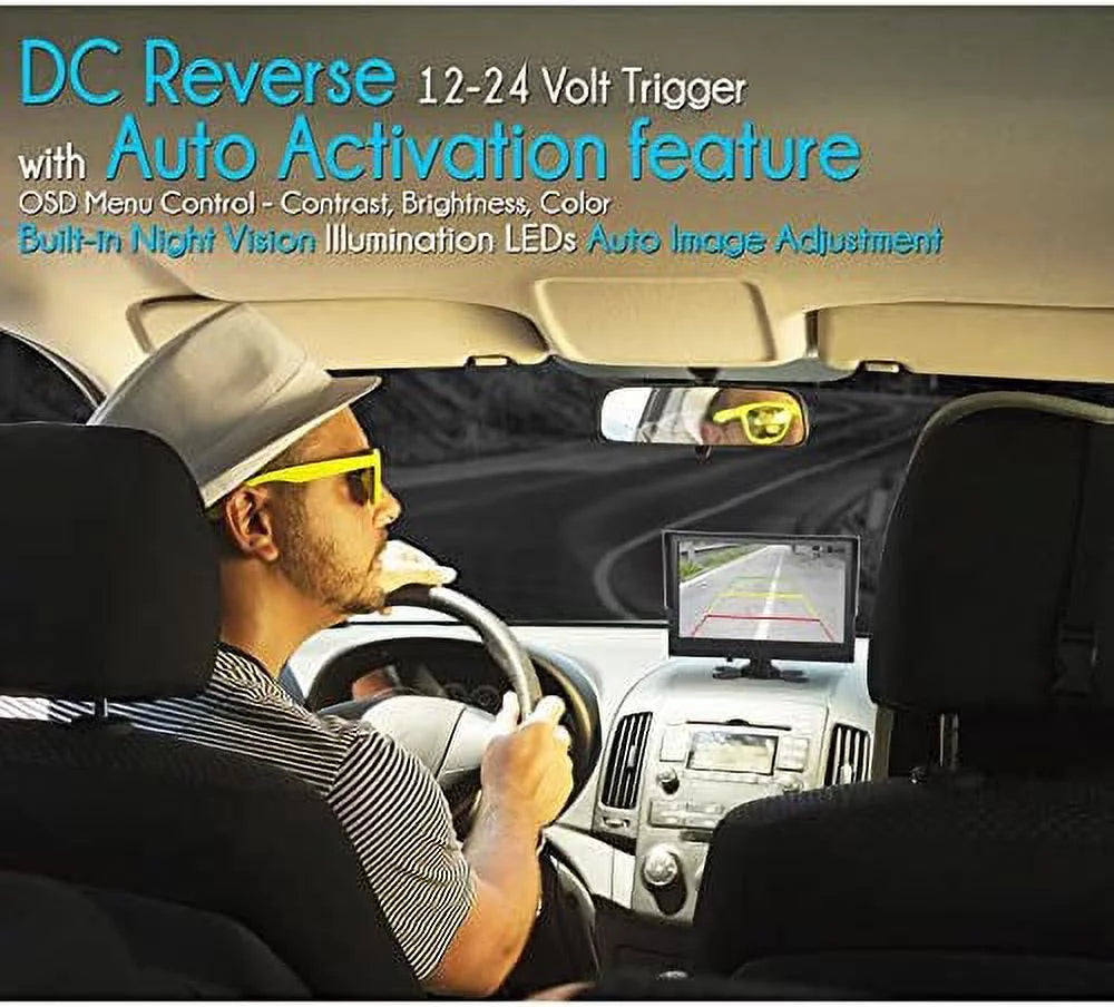 Pyle Car Truck Reverse Parking Fluid Rearview Camera Kit W/ 9" LCD Display Monitor, 12-24V