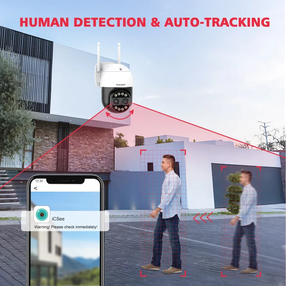 ICSee WiFi IP Camera Dual Lens HD Wireless Outdoor CCTV PTZ Home Security Camera