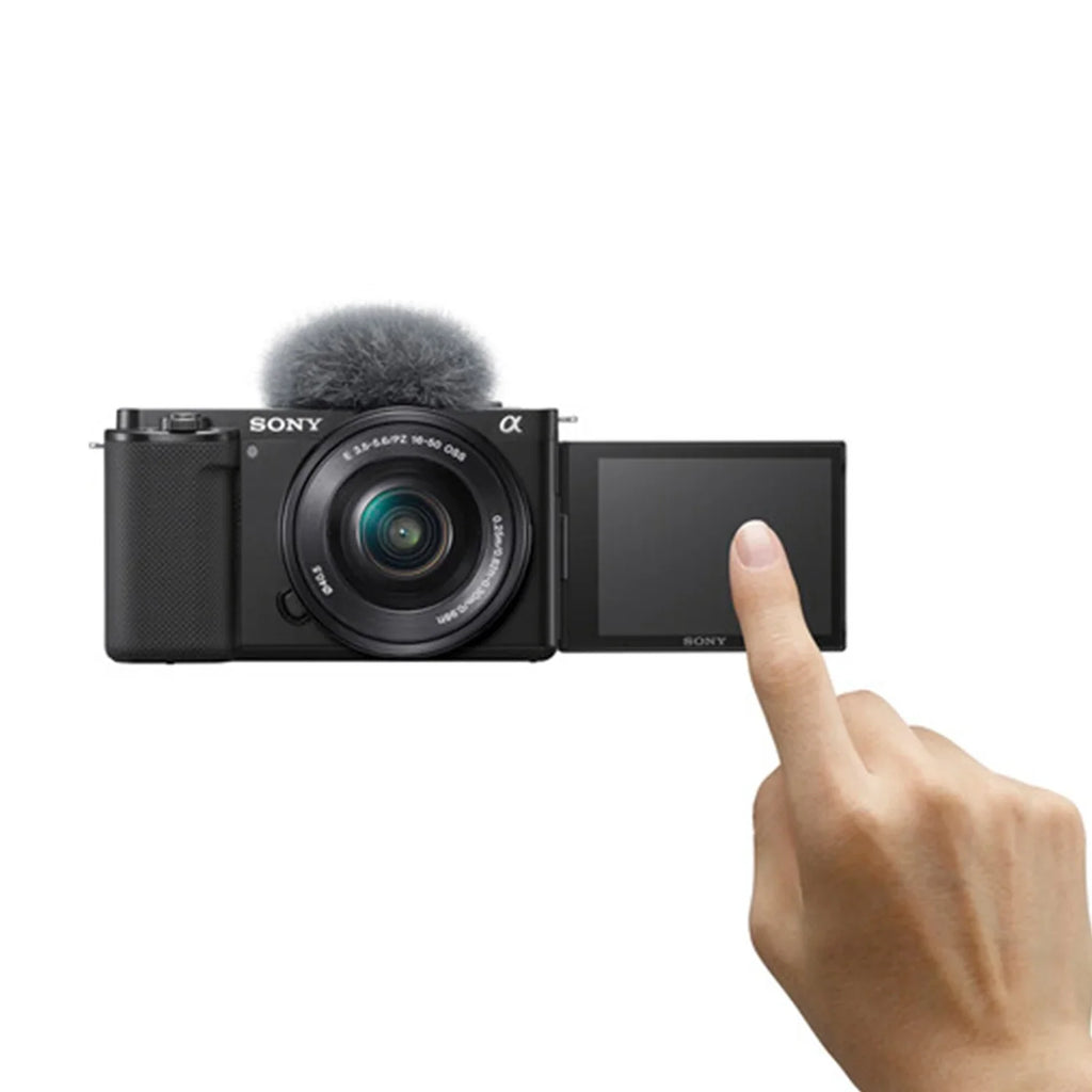 Alpha ZV-E10 Mirrorless Vlog Camera With 16-50mm Lens + 128GB Memory Card + Tripod + Case + ZeeTech Accessory Bundle (Black)