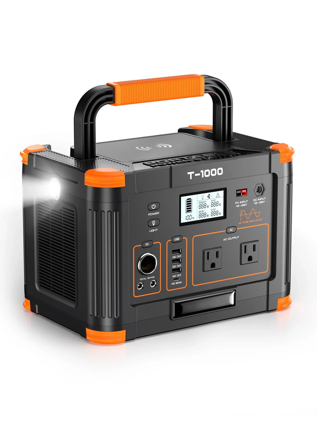 BEYGO Portable Power Station 1000W 999Wh Solar Powered Generator with 110V AC Outlet, PD 60W Fast Charging Backup Lithium Battery Pack Power Supply for Outdoor Home Camping Travel Emergency RV Van