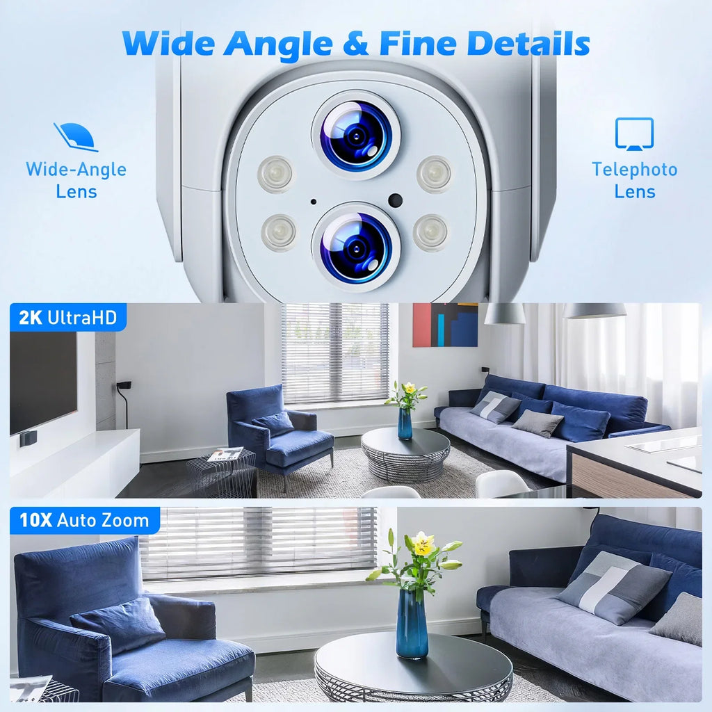 TOGUARD SC22 2K/3MP WiFi Outdoor Security Camera with 10X Hybrid Zoom Wireless Dome Surveillance