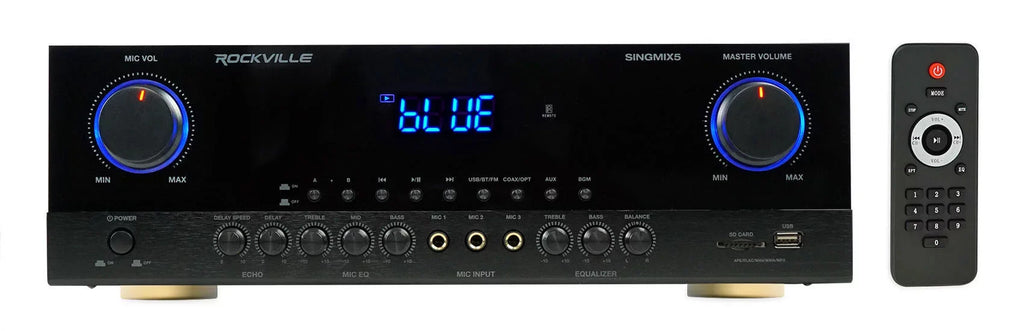 Rockville SINGMIX 5 2000w Bluetooth Home Receiver Mixer+(2) Black Tower Speakers
