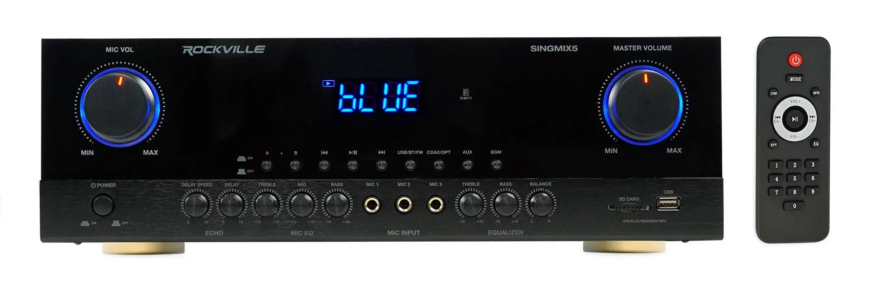 Rockville SINGMIX 5 2000w Bluetooth Home Receiver Mixer+(2) Black Tower Speakers
