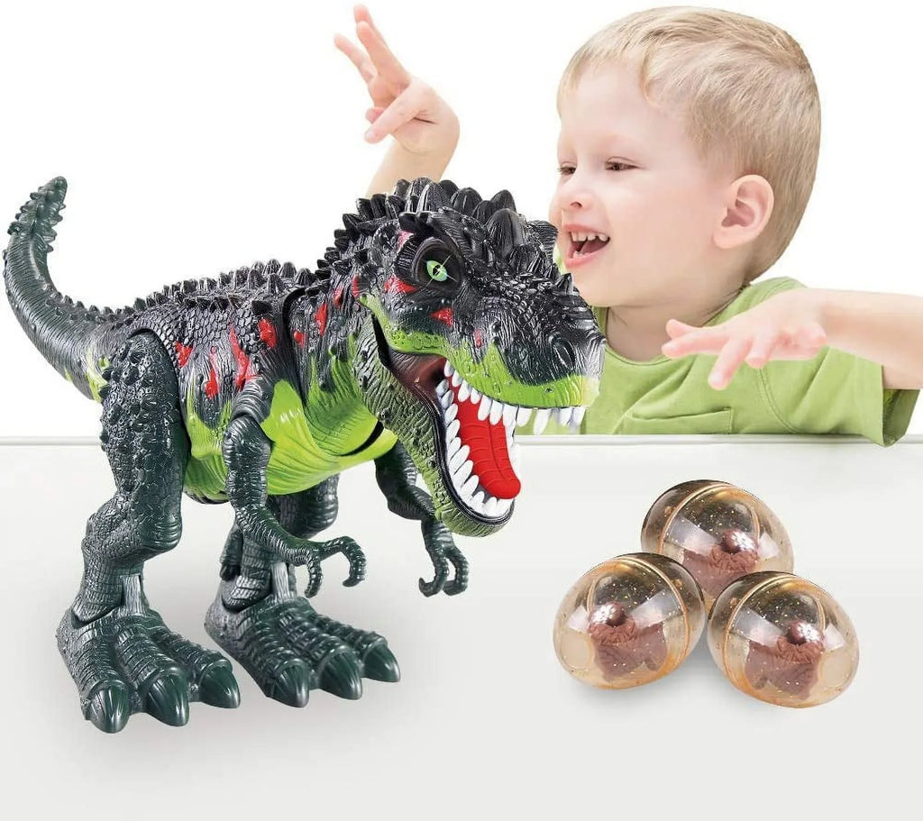 WESPREX Electronic Walking T-Rex: Flame Spray, Fluid Mist, Laying Eggs, Light Up Eyes, Roaring Sound, Realistic Toy for Kids 3+ Eletronic Walking T-Rex