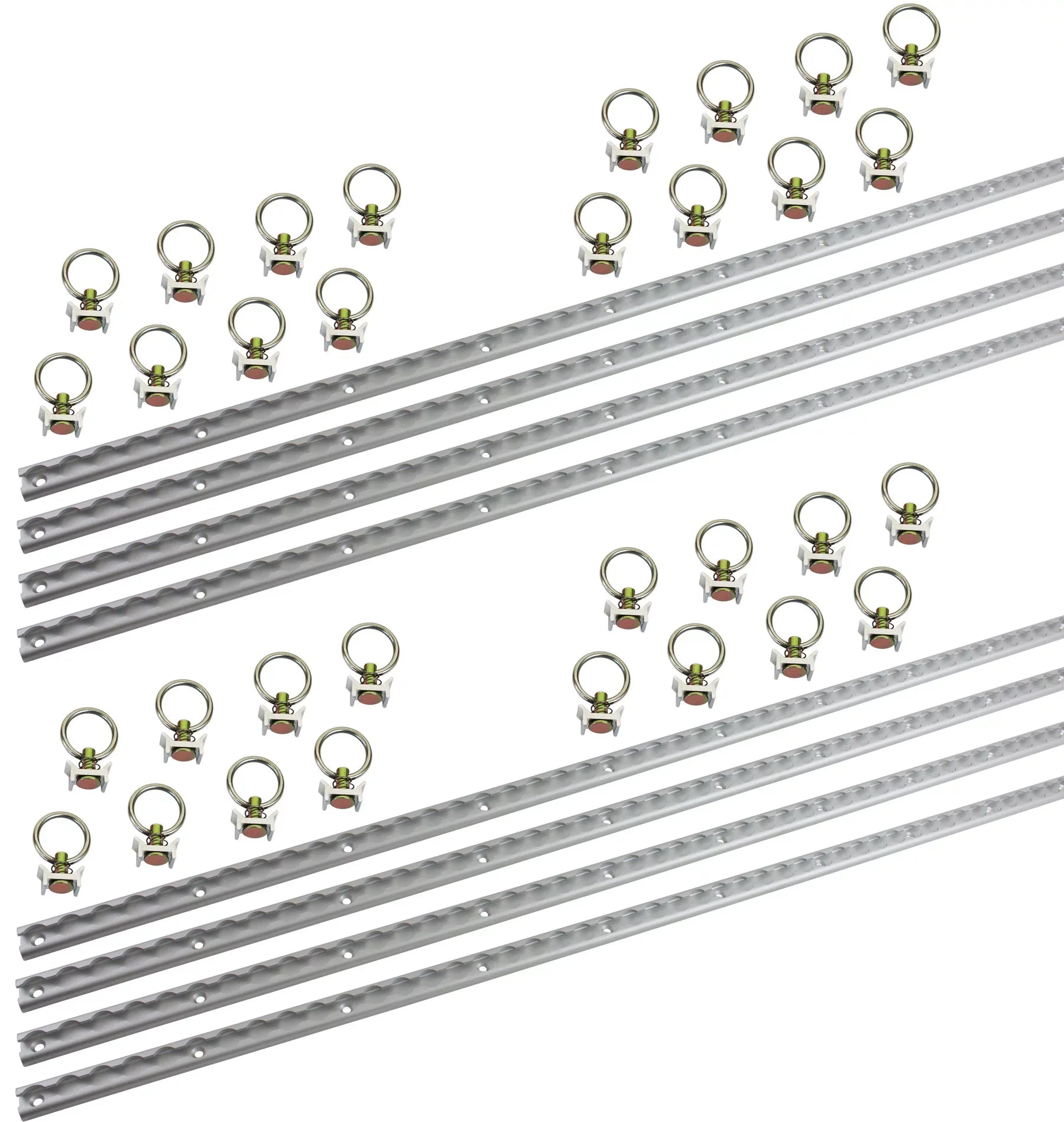 Heavy Duty Aluminum 4ft L-Track (8 Pcs) w/ L-Track Stud Stainless Steel Ring (32 Pcs) Tie Down System for Enclosed Trailers and Cargo Vans