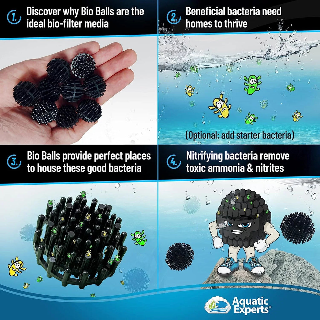 Aquatic Experts - 3000 Count 1" Bio Balls with 14"x20"-4 Pack Mesh Bags