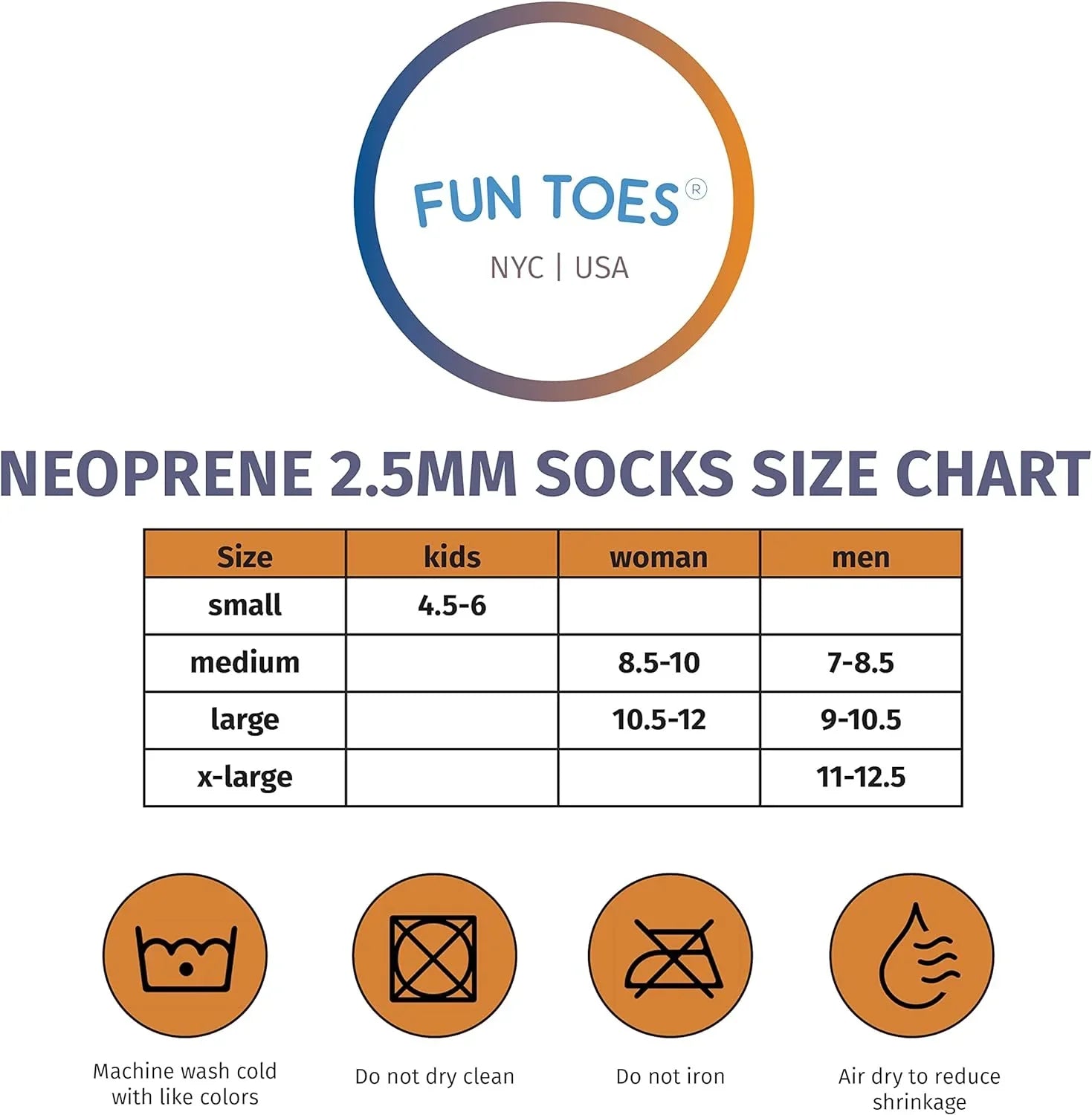 FUN TOES 2.5MM Neoprene Socks for Liquid Sports Women Men 2 PAIRS Fin Socks for Scuba Diving, Snorkeling, Paddling, Jet skiing