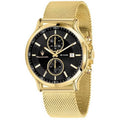 Epoca Chronograph Gold Tone Stainless Steel Mesh Black Dial Quartz 100M Mens Watch, Blue - Adult
