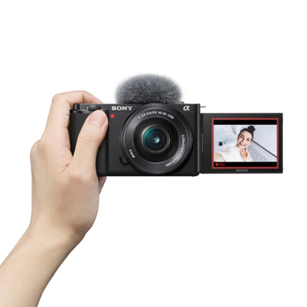Alpha ZV-E10 Mirrorless Vlog Camera With 16-50mm Lens + 128GB Memory Card + Tripod + Case + ZeeTech Accessory Bundle (Black)