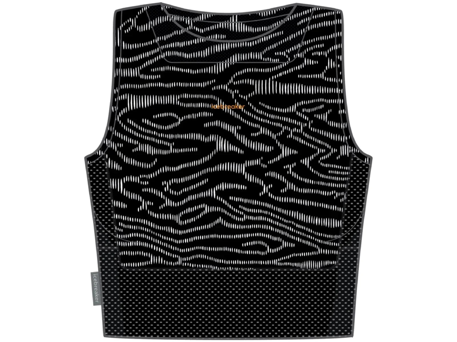 Icebreaker 125 ZoneKnit Cropped Bra-Tank Topo Lines - Women's, Black/Snow/Aop, M