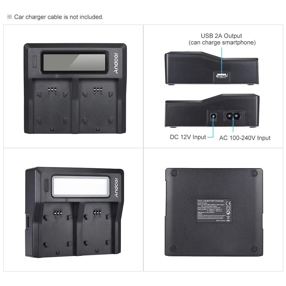 Suzicca NP-FZ100 Dual Channel LCD Battery Replacement for A7III A9 A7RIII A7SIII