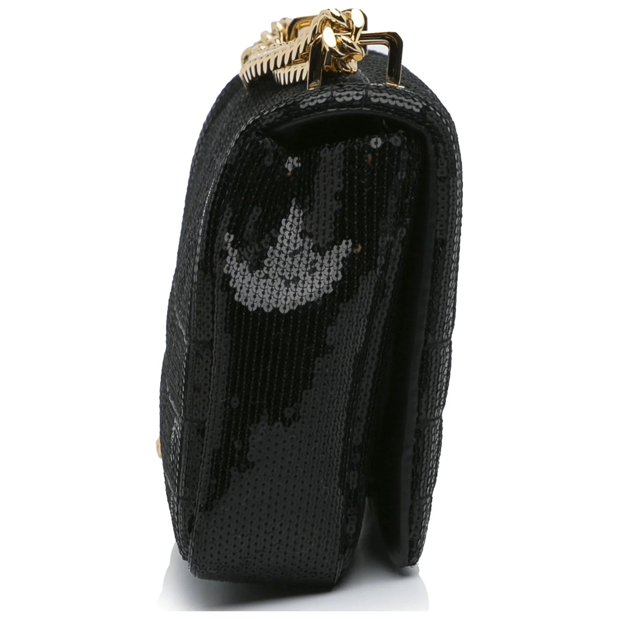 Pre-Owned Authenticated Burberry Small Sequin Lola Bag Calf Leather Black Crossbody Bag Unisex (Good)