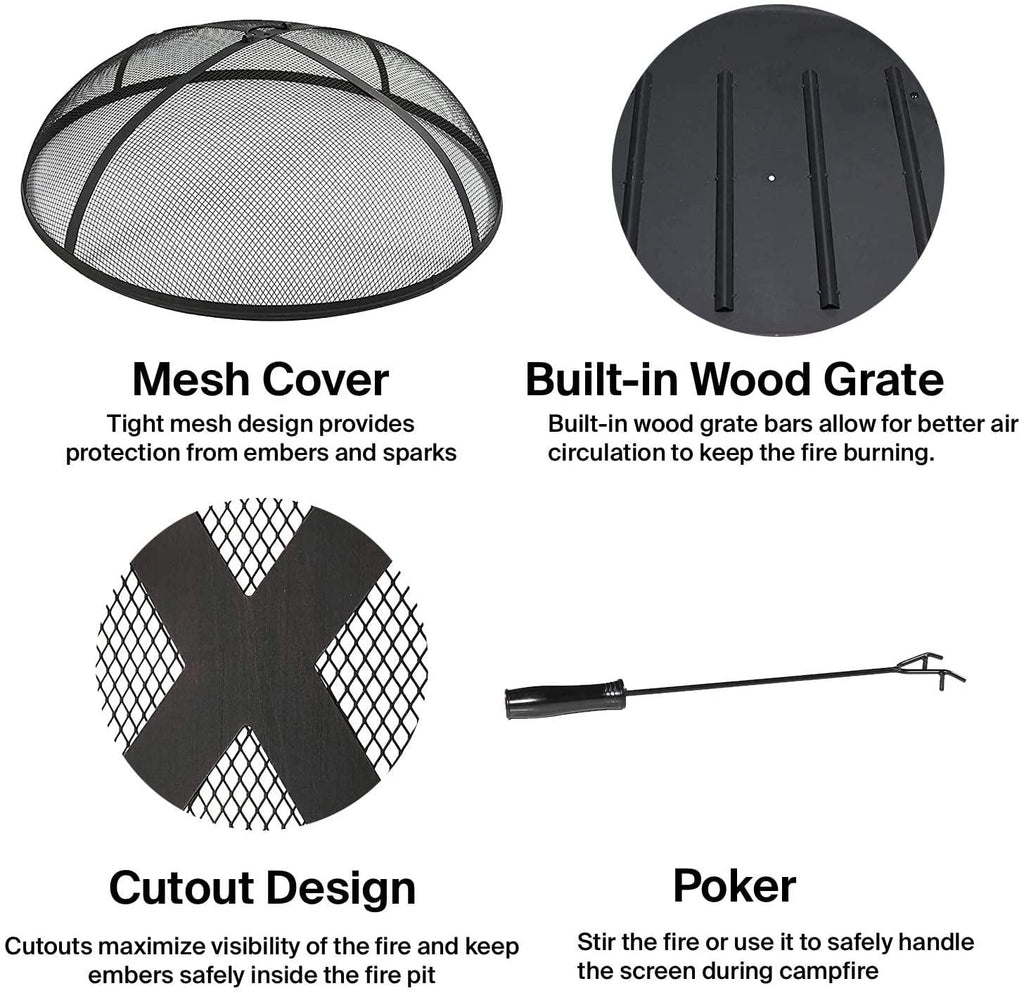 Caleb Moveable Metal Wood Grill Burning Pit And Efficient Fire Pit