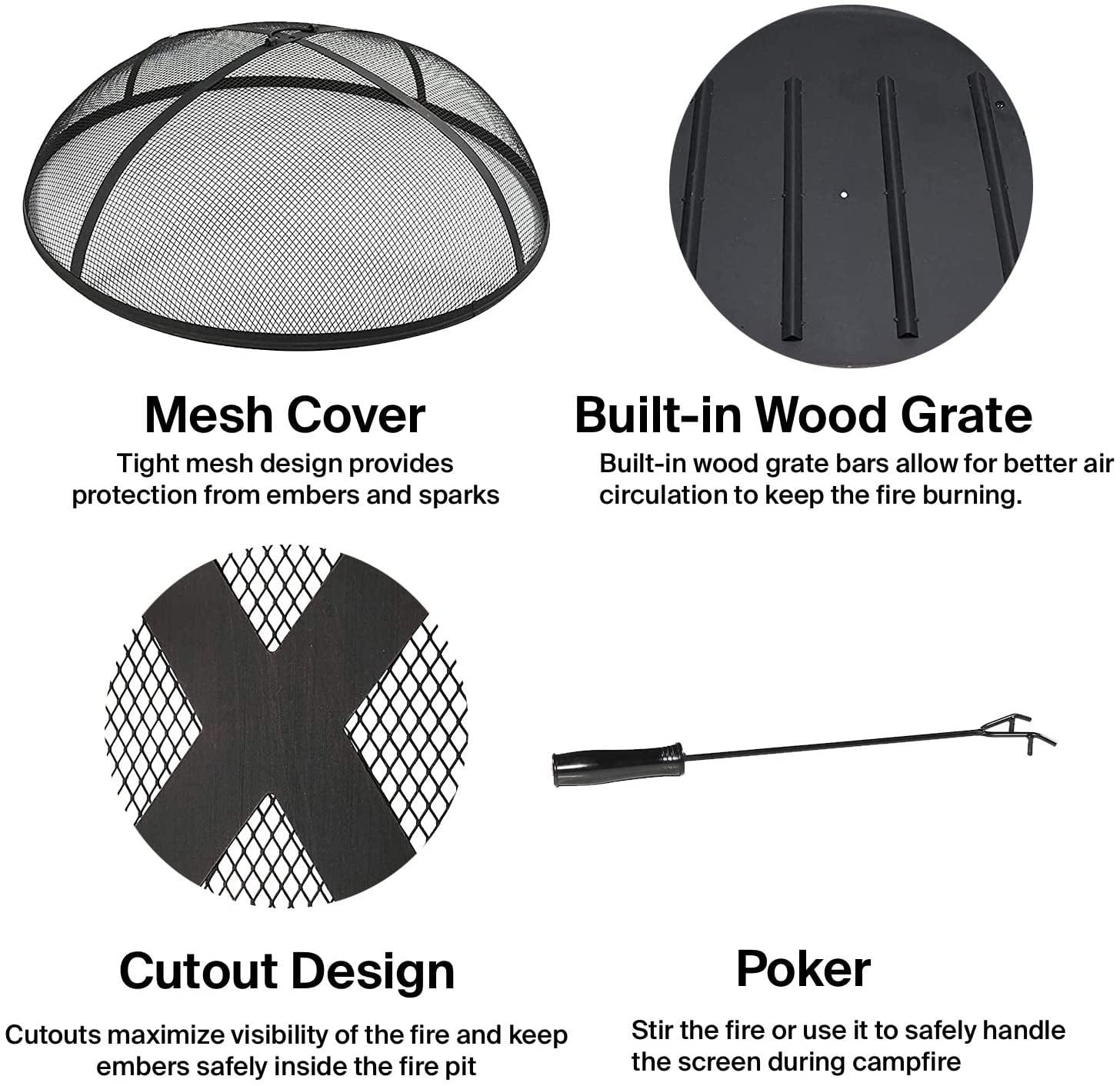 Caleb Moveable Metal Wood Grill Burning Pit And Efficient Fire Pit