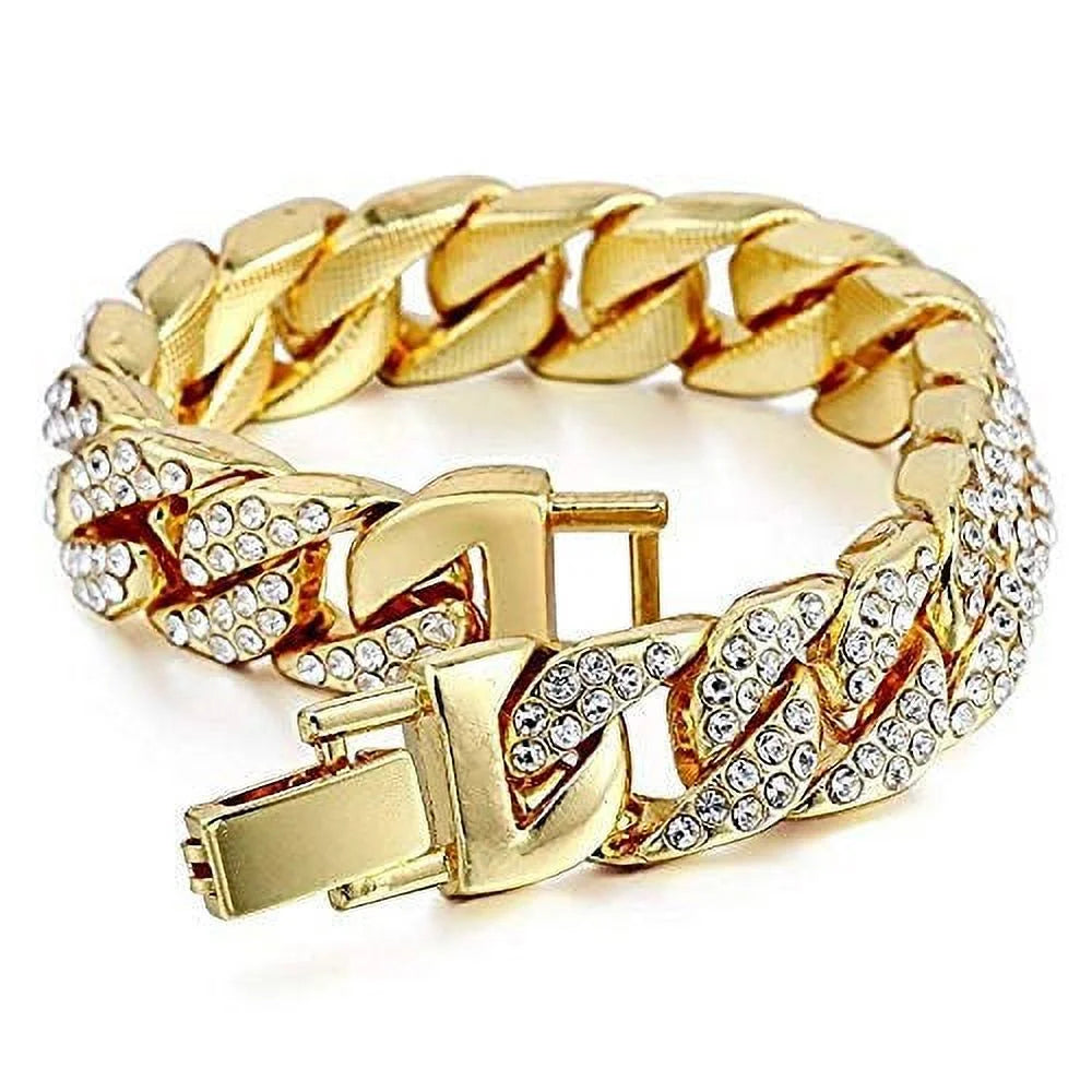 Bling'ed Out King and Queen Hip Hop Watch Set Perfect for Power Couples to Flaunt On and Off The Dance Floor - ST10325/ST10364 His&Hers (Gld Blood Red)