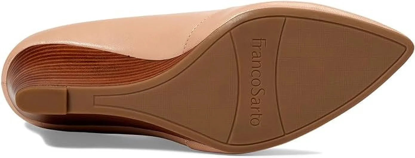 Franco Sarto Womens Frankie Pointed Toe Wedge Pump Ballet Beige Leather, 11 M US