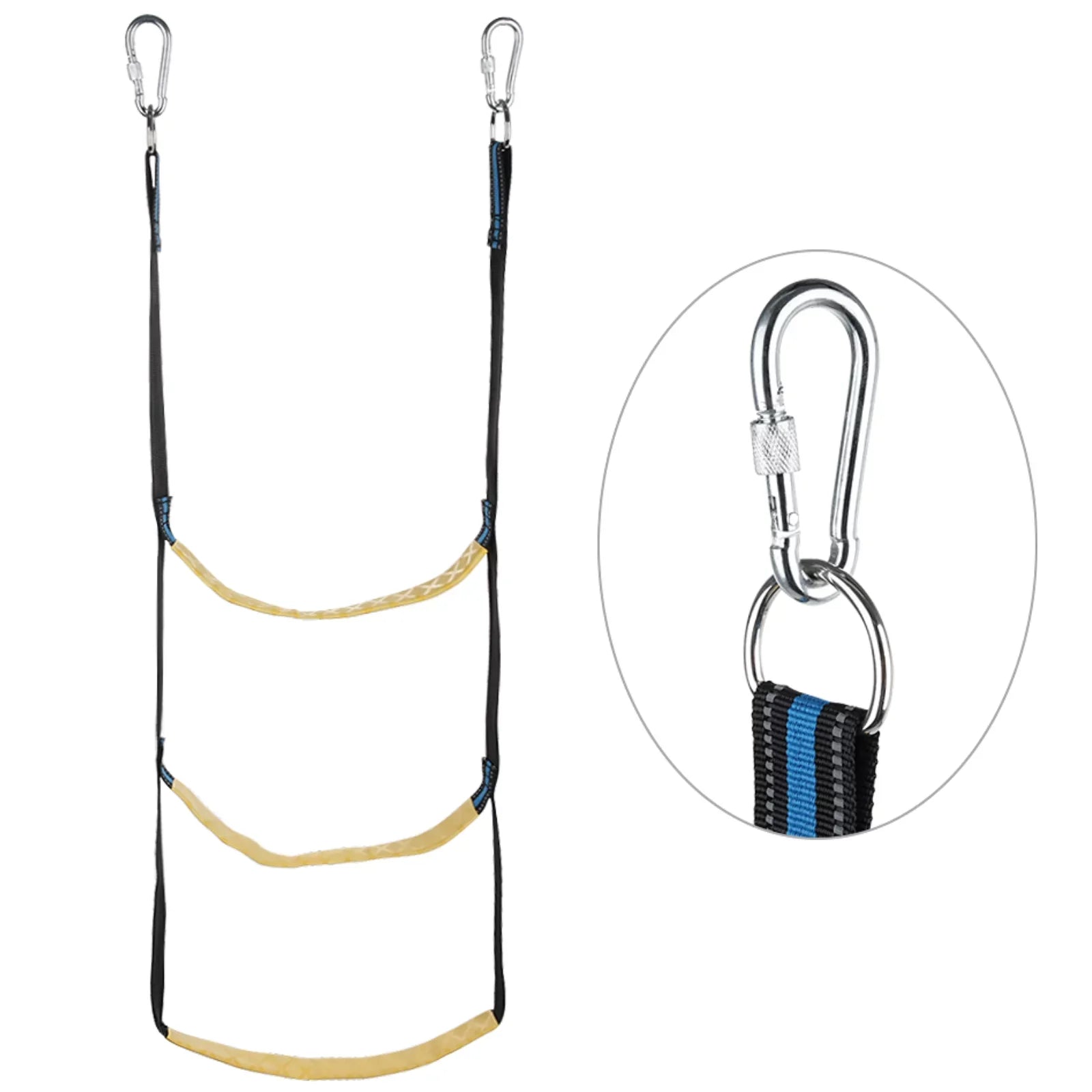 Marine Boat Rope Ladder, 3-Step Portable Rope Boarding Ladder, Folding Climbing Ladder for Inflatable Boat, Sailboat, Kayak, Canoeing, Motorboat