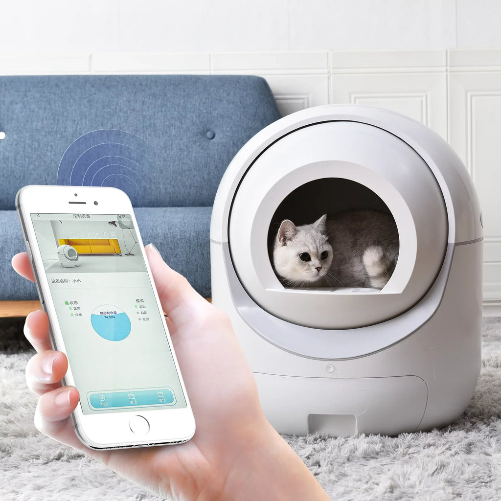 Smart Automatic Cat Litter Box, Self Cleaning Litter Box, App Control, Litter Robot Support 5G & 2.4G WiFi for Multiple Cats