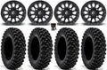 Fuel Vector 14" Wheels Black 30" Warrior XT Tires Kawasaki Mule Pro FXT