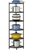 tonchean 6-Tier Carbon Steel Kitchen Corner Shelf Rack Free Standing Pot Rack Storage Organizer