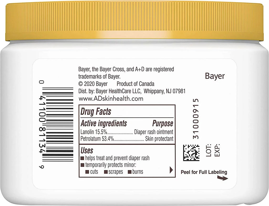 A D Original Diaper Rash Ointment, Skin Protectant With Lanolin And Petrolatum, (Packaging May Vary) Cream 16 Ounce (Pack Of 1)