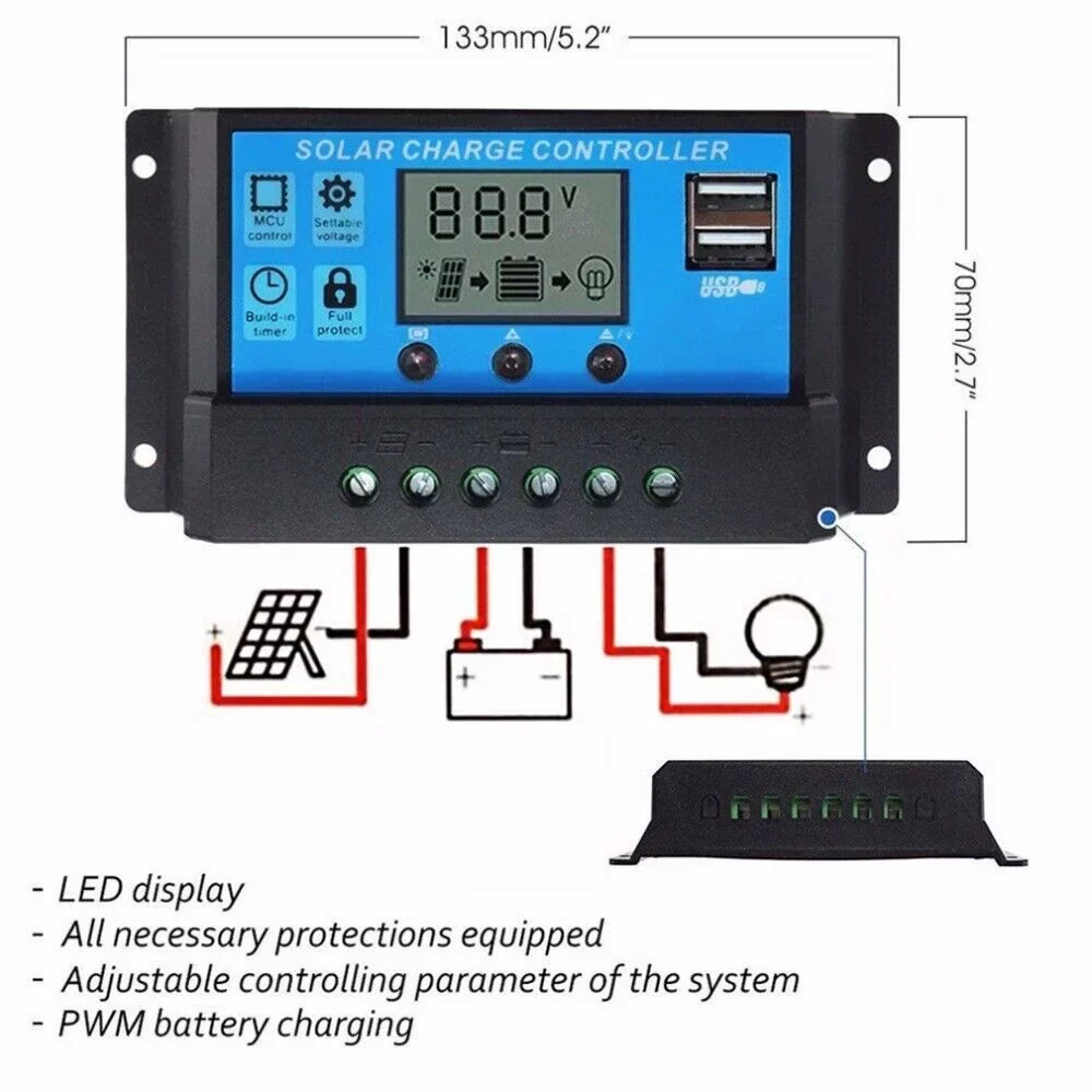 MDHAND outdoor 200W solar panel kit with solar charge controller car charger home camping emergency light source