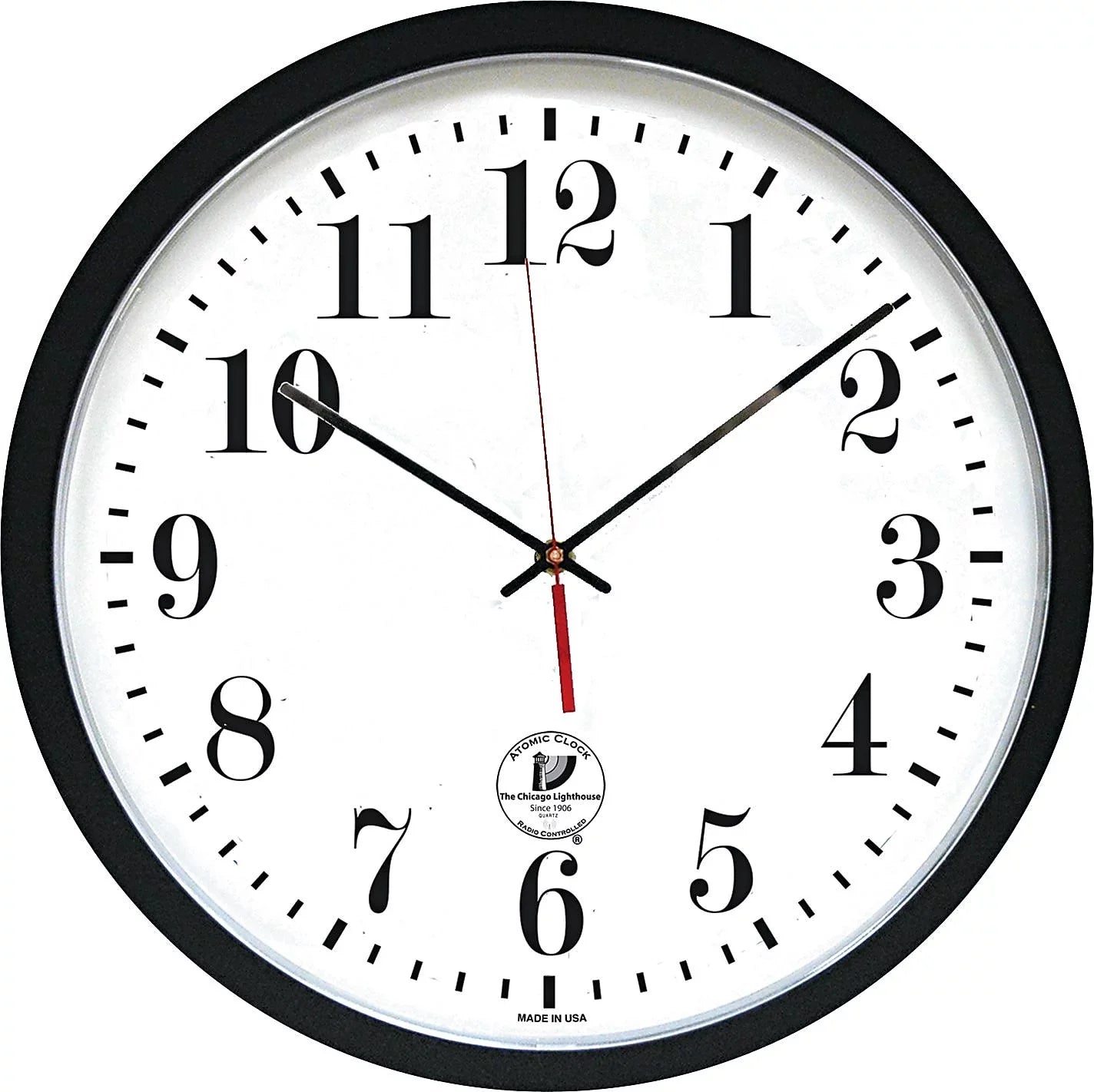 Chicago Lighthouse 67403302 Black ATOMIC Contemporary Clock