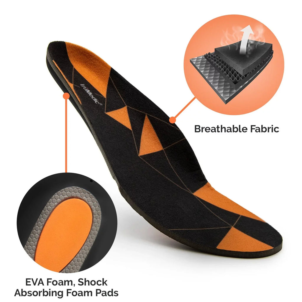 Shoe Inserts for Women and Men, Plantar Fasciitis Insoles for Standing All Day, Orthotic Sole Inserts for Work Boots, Sneakers to Support and Comfort Your Feet - Powersole by truMedic Medium