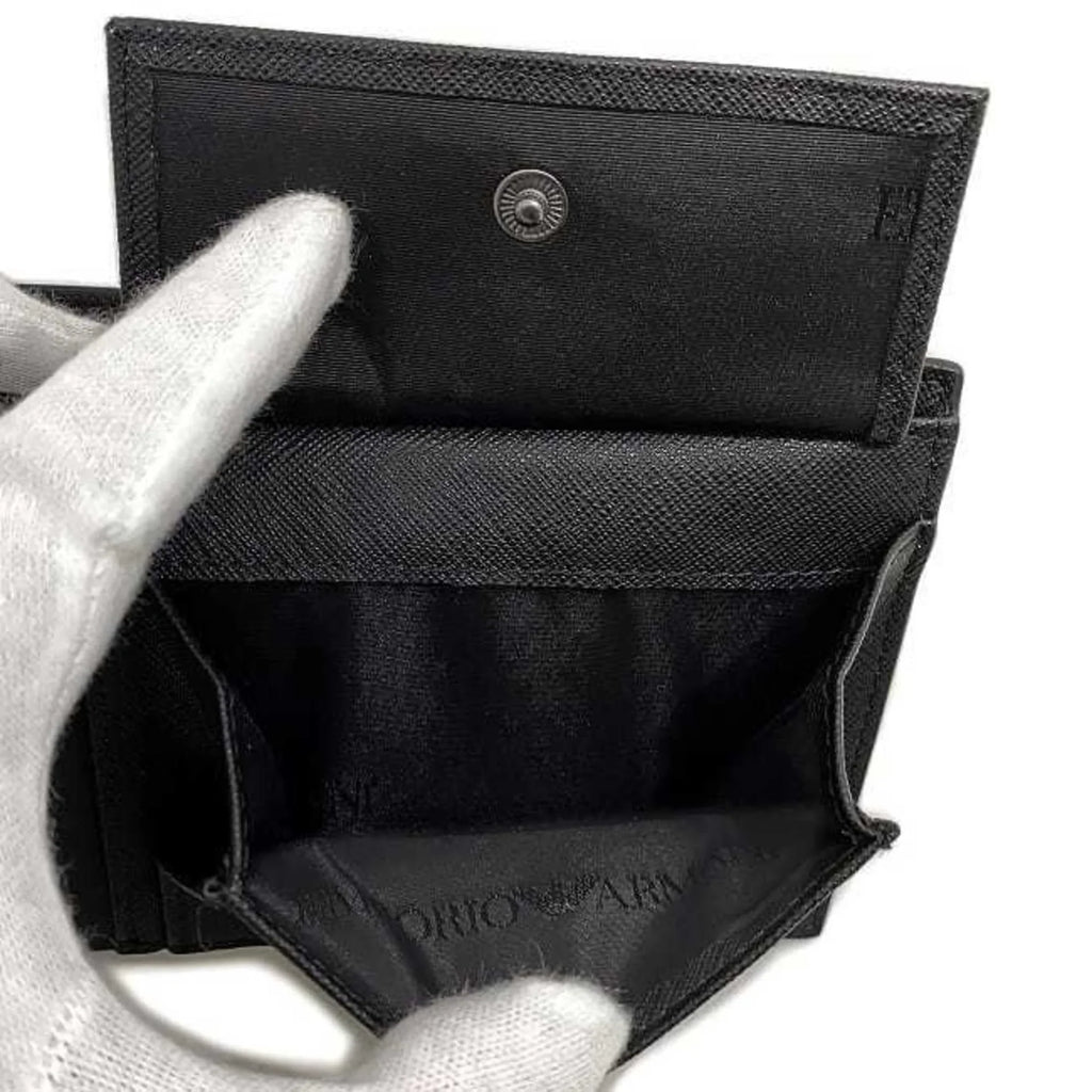 Pre-Owned Emporio Armani folio wallet black white Y4R165 leather EMPORIO ARMANI men's (Like New)