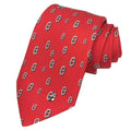 Pre-Owned HERMES Tie Chaine d'Ancre Panda Red Silk Twill Men's Hermes (Like New)