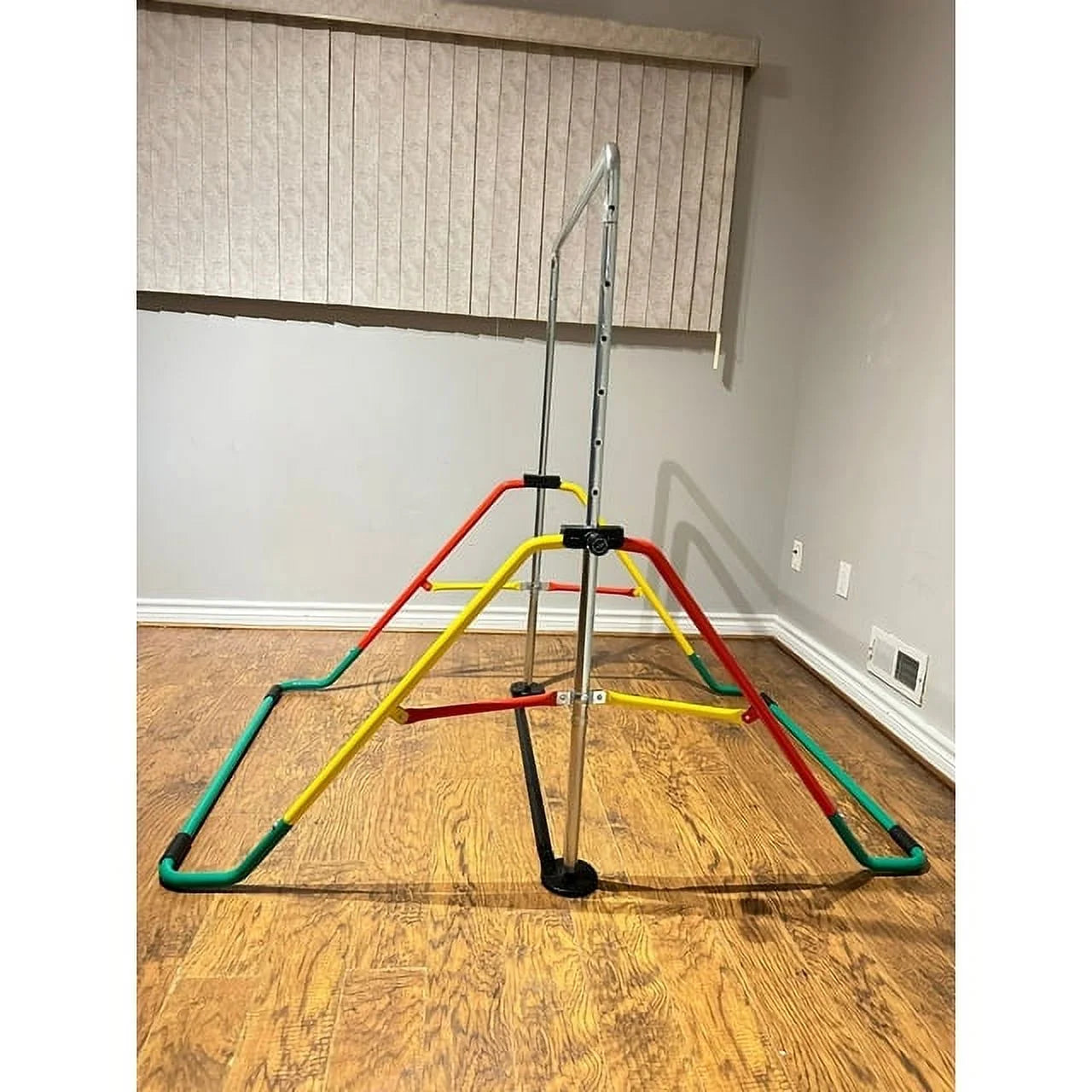 Height-Adjustable Kids' Gymnastics Bar - Home Training Bar for Junior Gymnasts - Folding Monkey Bar Playground Equipment - Expandable Horizontal Kip Bar for Boys/Girls (Red/Yellow)
