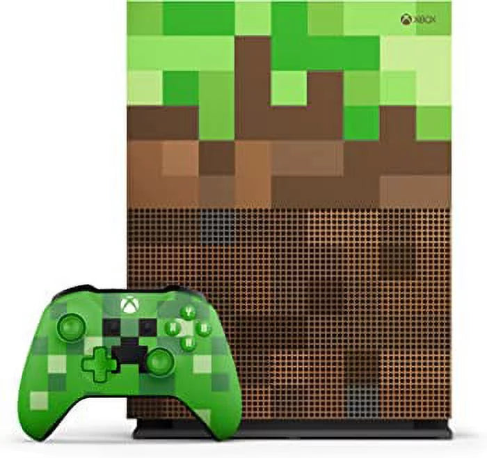 Pre-Owned 23C-00001 Xbox One S Minecraft Limited Edition 1TB Gaming Console with 2 Controller Included BOLT AXTION Bundle (Refurbished: Like New)