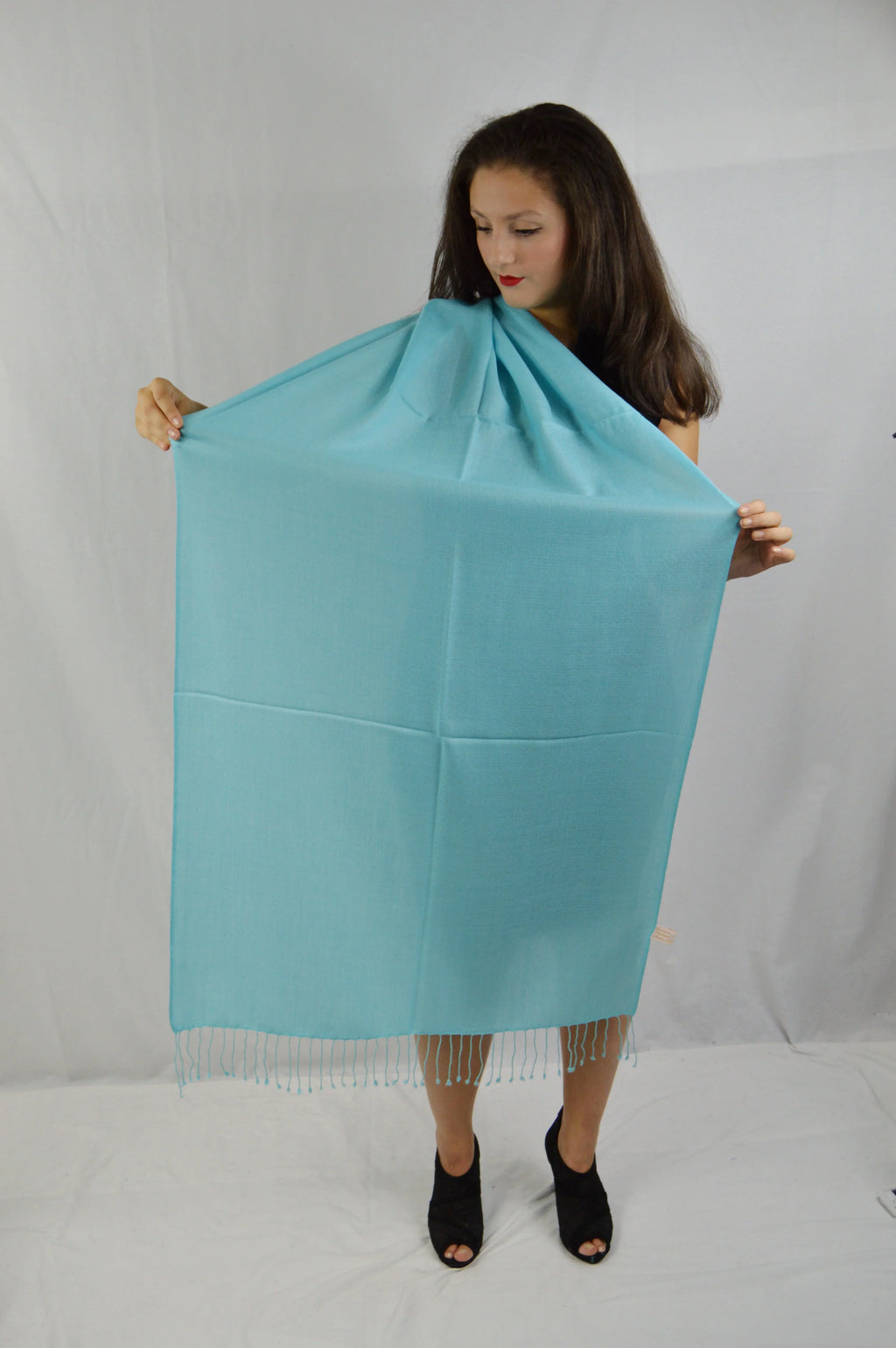Fancy Shawl/Sheer Shawl/Summer Fluid Pashmina Shawl/Light weight Shawl/Evening Shawl/Pashmina Shawl/Scarf/Scarves (Tiffany Blue Regular Shawl)