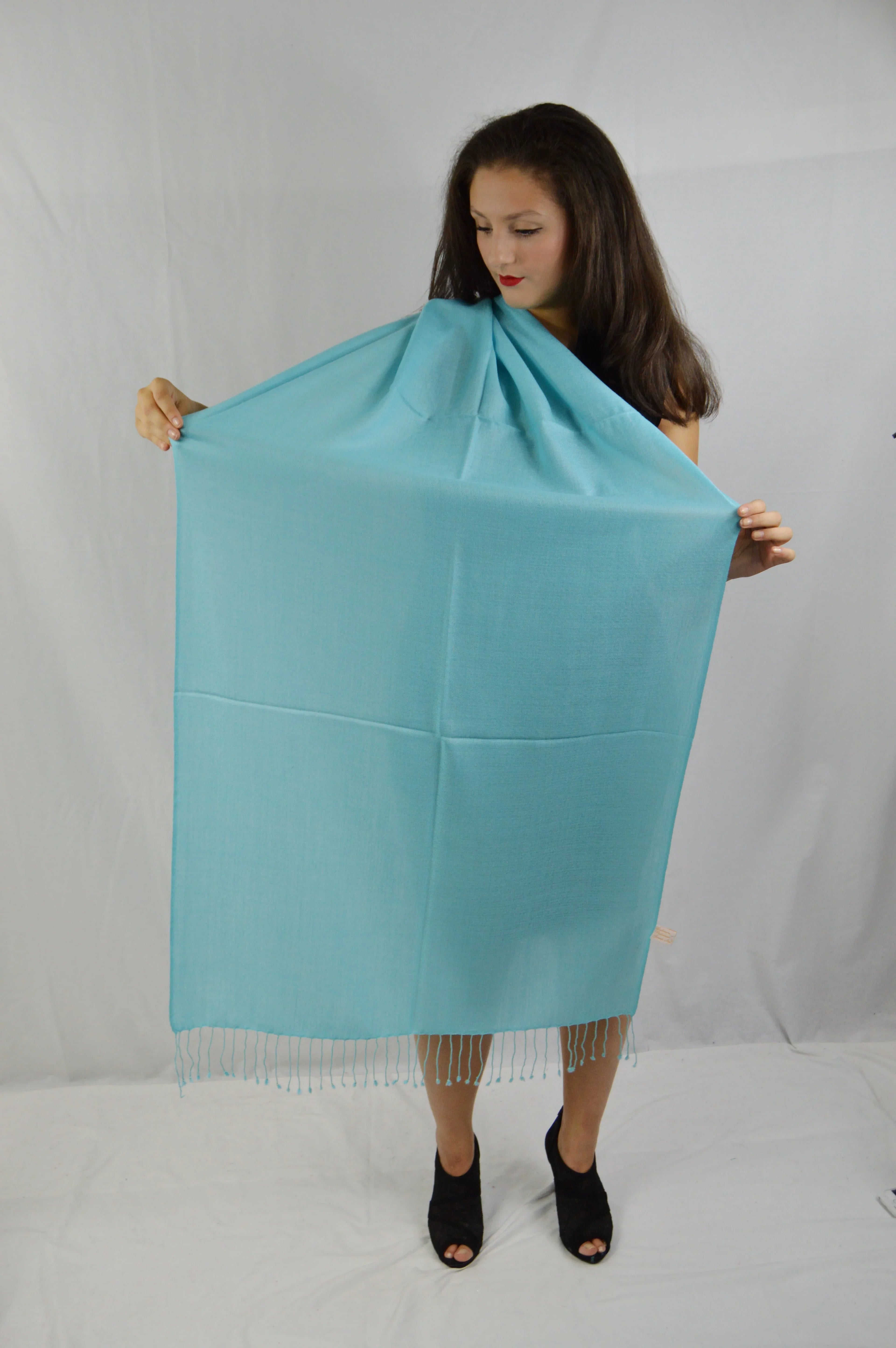 Fancy Shawl/Sheer Shawl/Summer Fluid Pashmina Shawl/Light weight Shawl/Evening Shawl/Pashmina Shawl/Scarf/Scarves (Tiffany Blue Regular Shawl)