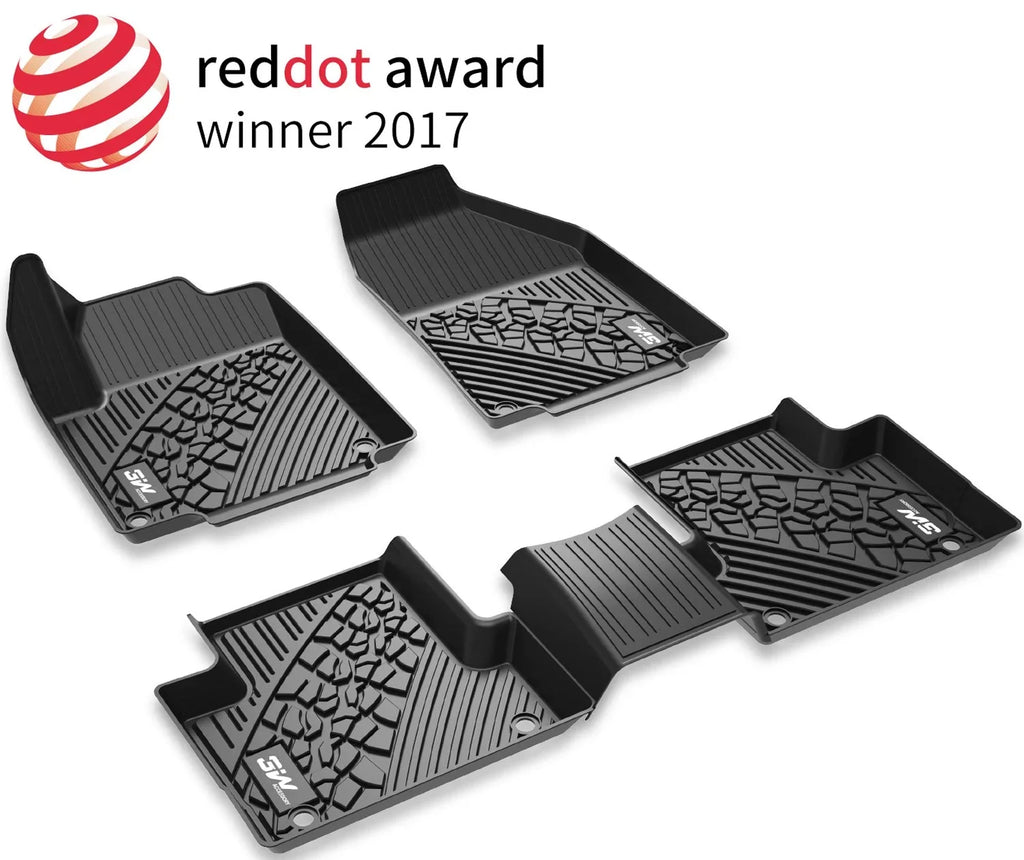 3W Floor Mats for Jeep Compass 2017-2023 Full Set Front and Rear 2 Rows seat Floor Liner with All Weather Odorless TPE (New Body Style Only), Black