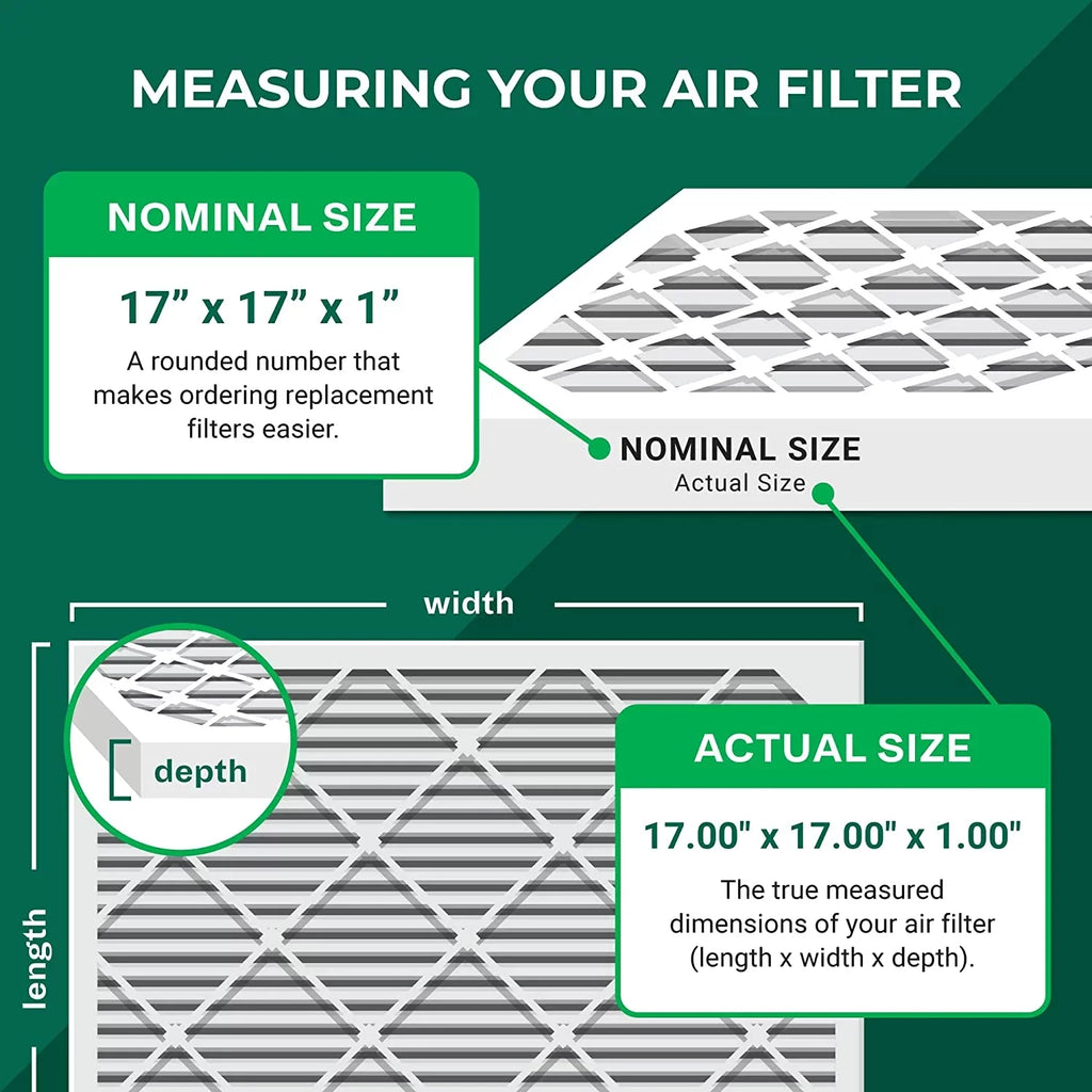 Filterbuy 17x17x1 MERV 11 Pleated HVAC AC Furnace Air Filters (2-Pack)
