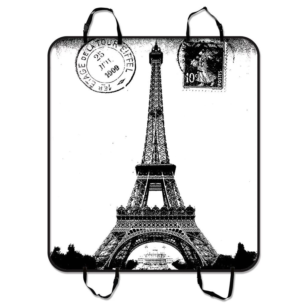 GCKG Frech Paris Eiffel Tower City of Love Black White Pet Car Seat Cover Dog Car Seat Mat Hammock Cargo Mat Trunk Mat For Cars Trucks and SUV 54x60 inches