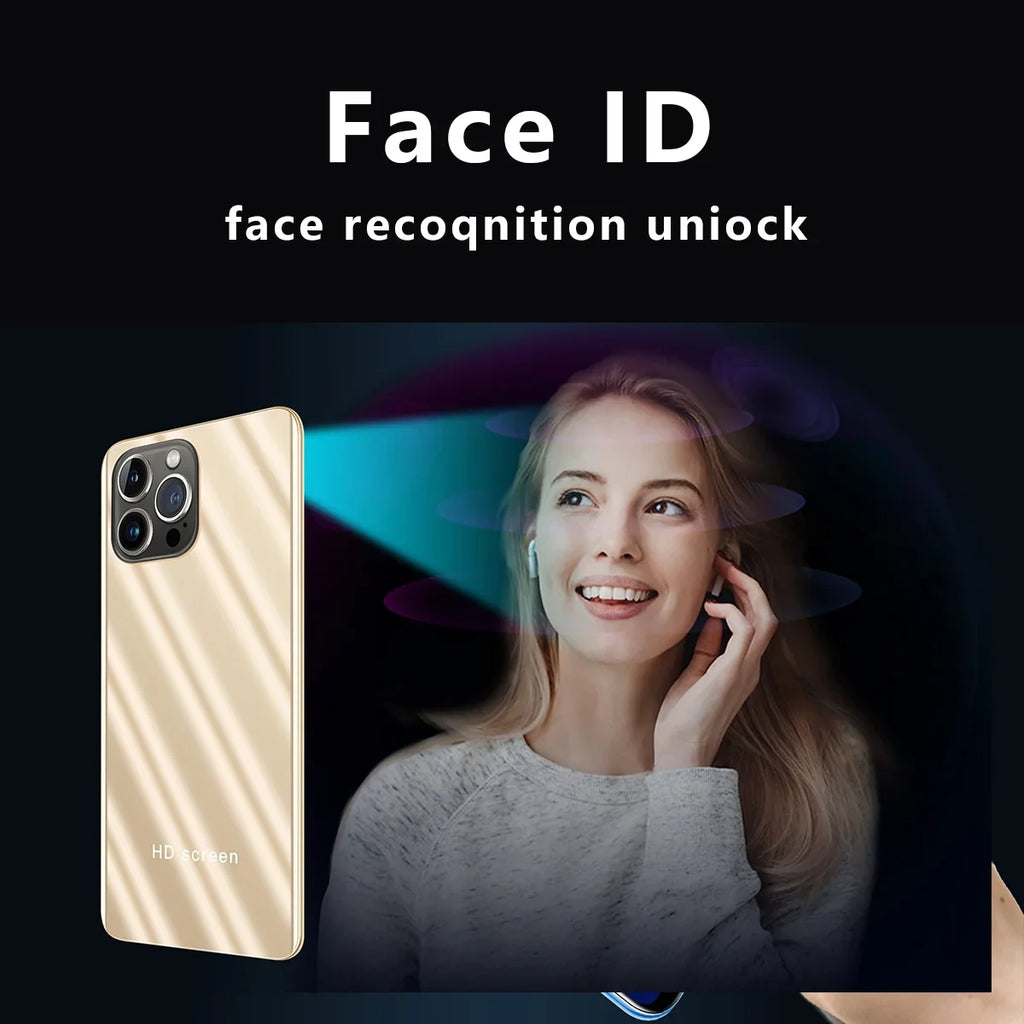 6.1-inch HD+ Ram1Gb+Rom4Gb IP13 Pro Max dual SIM 3G smartphone 2800mAh face unlock Android phone Blue