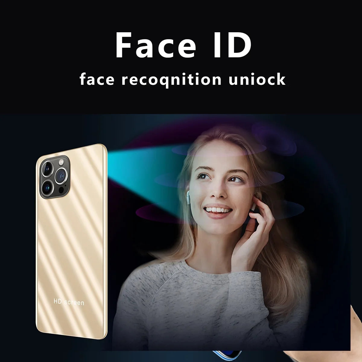 6.1-inch HD+ Ram1Gb+Rom4Gb IP13 Pro Max dual SIM 3G smartphone 2800mAh face unlock Android phone Blue