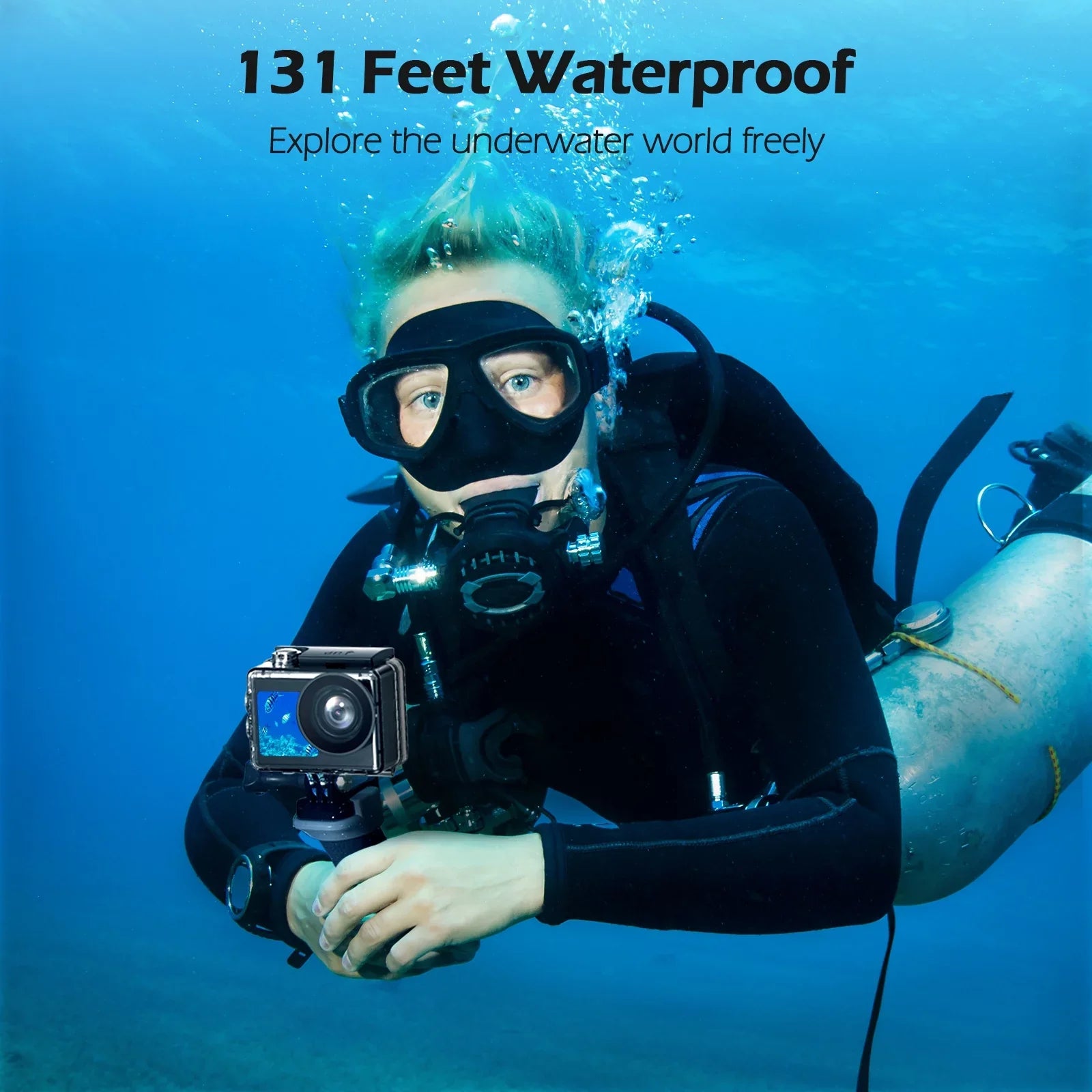 Campark 4K 30FPS Action Camera 20MP Sports Camera 131 Ft Liquid Fluid Camera WiFi Vlog Camera EIS 4.0 Zoom Support External Mic Remote Control