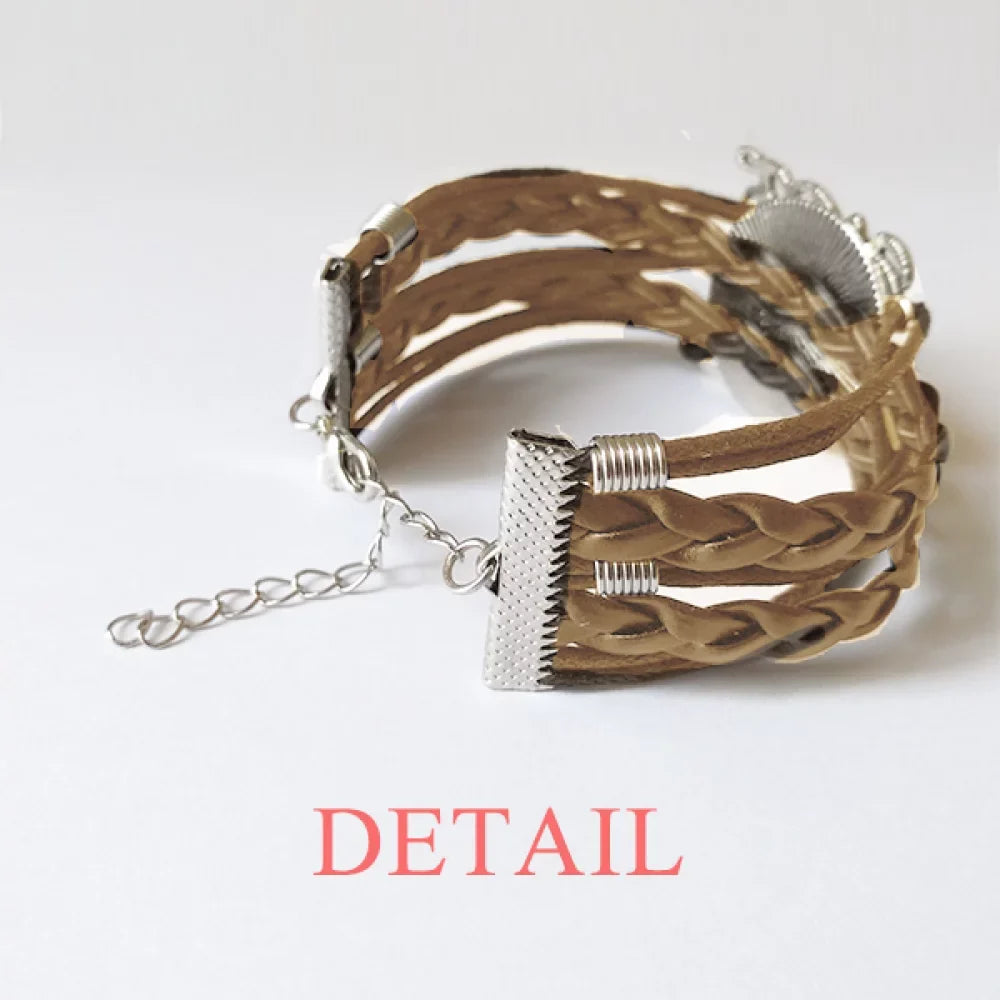 Qoutes Famous People Healing Burden Peacock Tail Bracelet Hand Strap Leather Rope Wristband Double Set