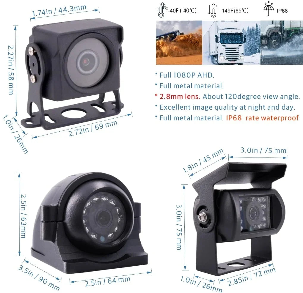 JOINLGO 4-CH WiFi GPS 1080P Truck Camera System Real-time Lopp Video Record Video, Remote View on APP/Web, Fluid 120 Large View Angle Camera for Van RV Bus