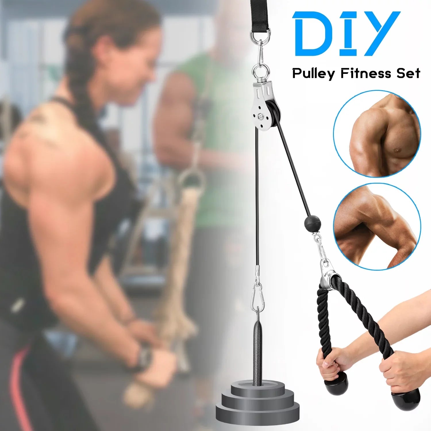 Lixada Fitness DIY Pulley Cable Machine Attachment System Loading Pin Lifting Arm Biceps Triceps Blaster Hand Strength Training Equipment