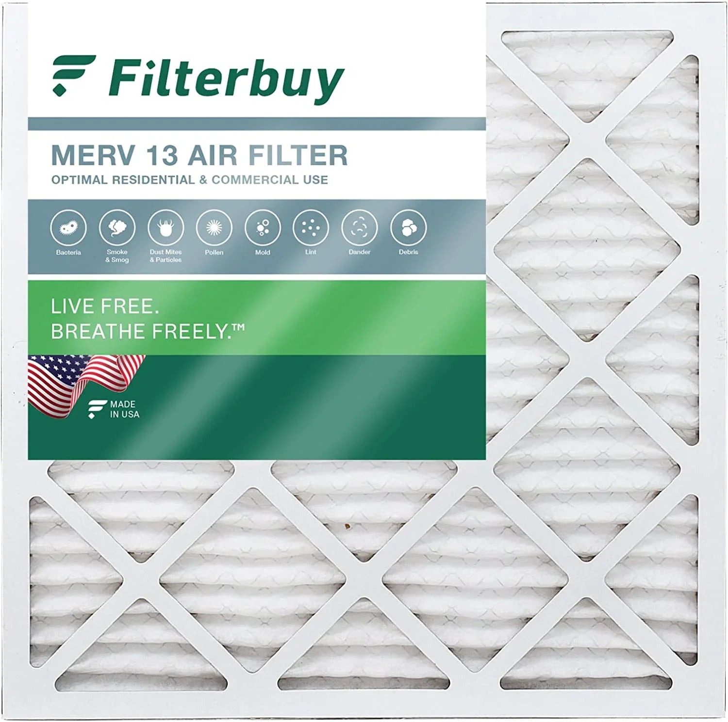 Filterbuy 20x20x4 MERV 13 Pleated HVAC AC Furnace Air Filters (1-Pack)